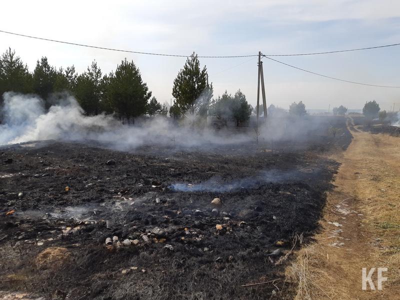 Село в Нижнекамском районе окутало дымом из-за горевшей травы
