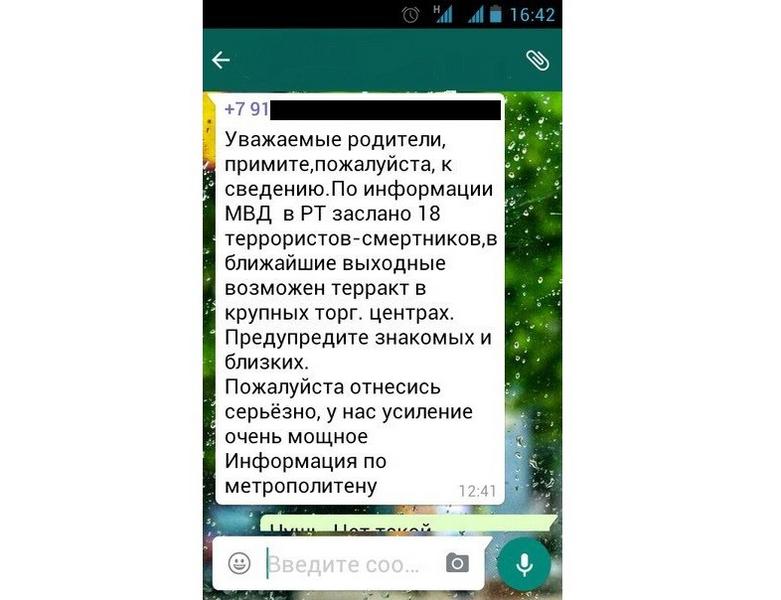 «Информация о терактах в Татарстане, которая сейчас распространяется через соцсети, напоминает заказанную и спланированную атаку»