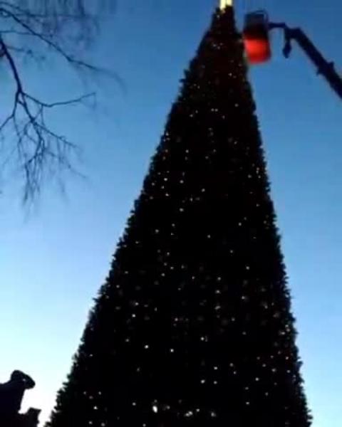Видео: Рустем Нуриев показал иллюминацию на главной елке Елабуги