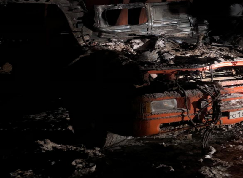 Под Нижнекамском на строительной площадке автодороги М-12 горел самосвал