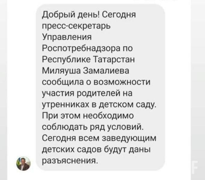 Айдар Метшин подтвердил, что в нижнекамских детских садах разрешено присутствие родителей на утренниках
