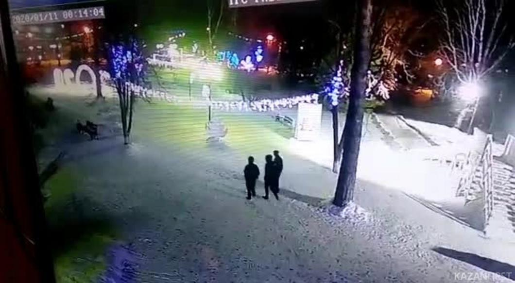 На видео попало нападение малолетних вандалов на новогоднюю иллюминацию в Чистополе