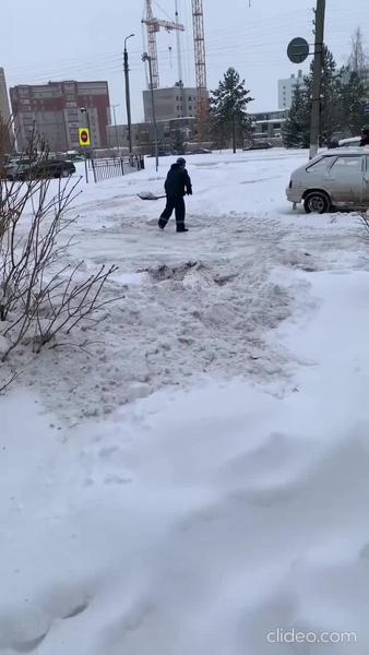Дворник в Нижнекамске закидал машину грязным снегом