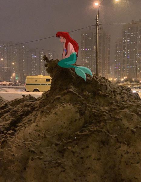 Грязный сугроб-гигант в Петербурге превратили в мем