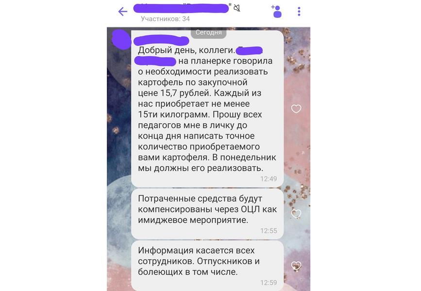 Власти Челнов назвали вбросом требования о выкупе картошки в детсадах