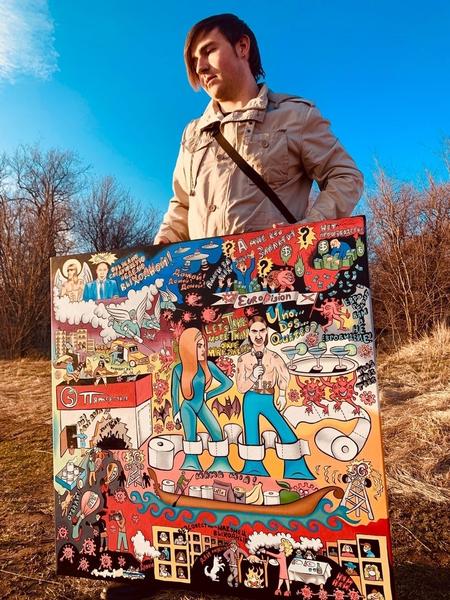 Эпатажный художник из Нижнекамска изобразил на холсте итоги «ковидных» каникул