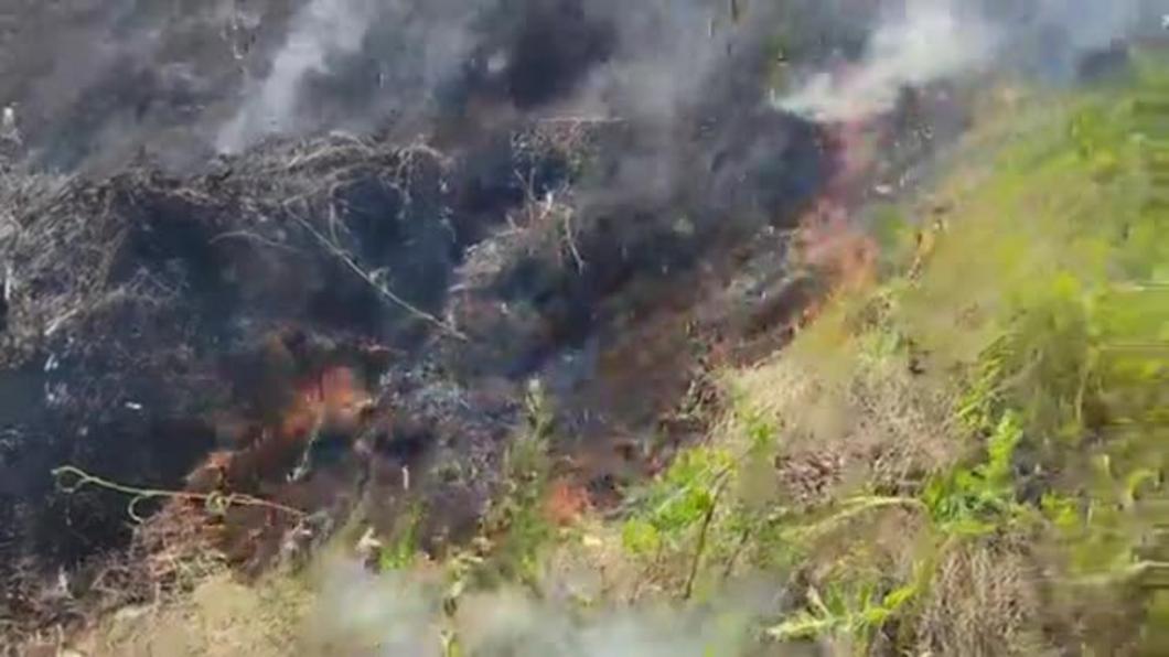 Из-за короткого замыкания на высоковольтных опорах в Куюках загорелась трава