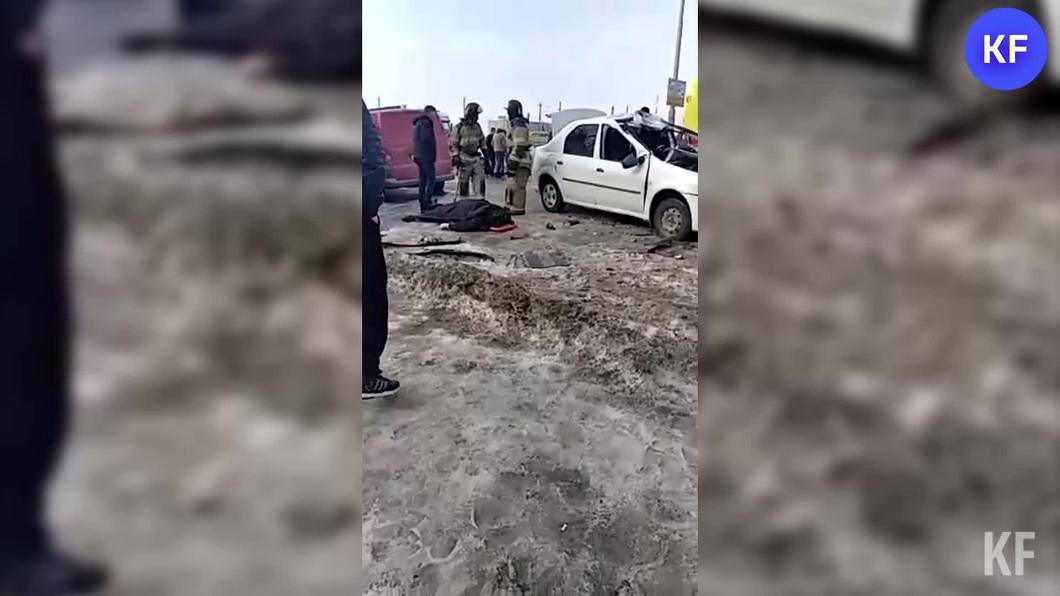 Видео: в Челнах иномарка превратилась в груду металла при столкновении с КАМАЗом