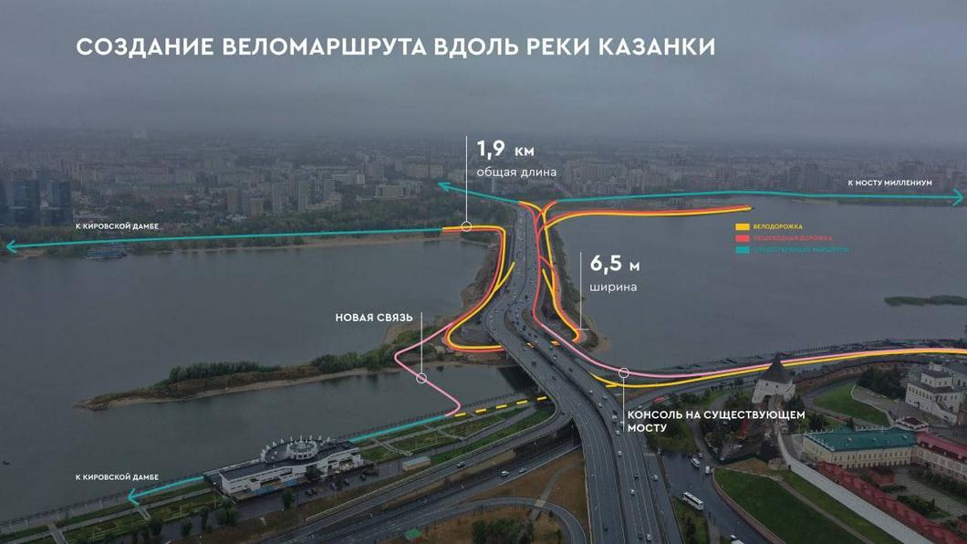 Открытие велодорожки у Кремлевской дамбы в Казани перенесли на лето