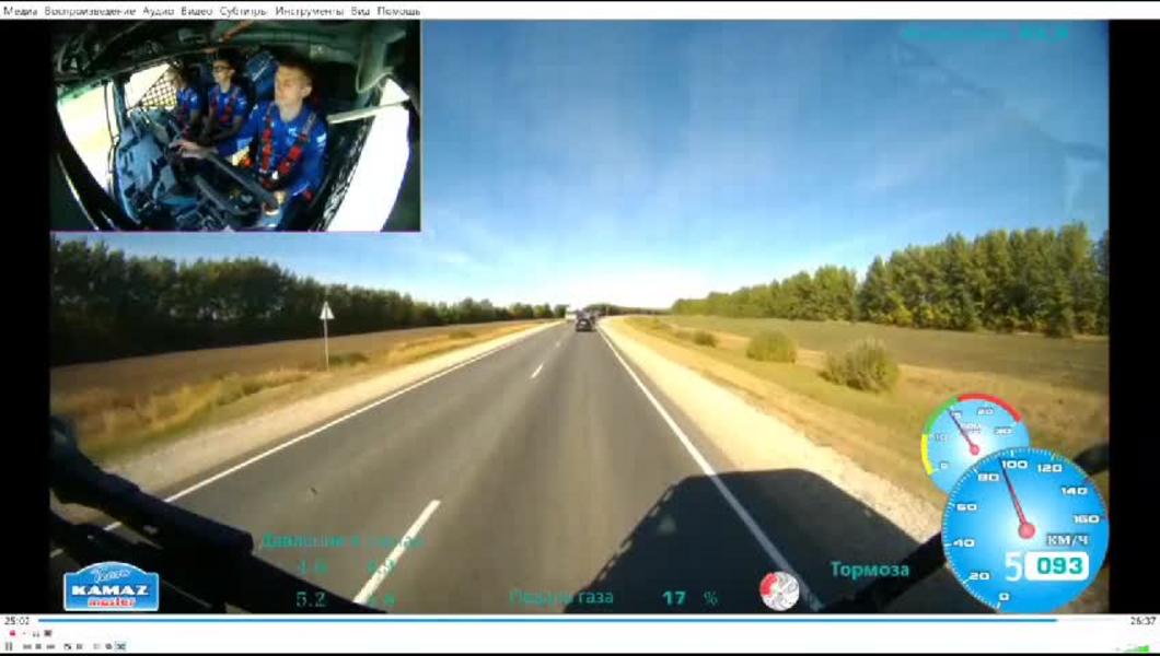 ДТП с легковушкой и грузовиком попало на регистратор команды «КАМАЗ-Мастер»