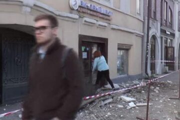 Обрушение произошло на улице Московская в центре столицы.