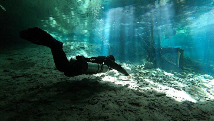 Фотограф побывал в затопленных водой подземных пещерах полуострова Юкатан в Мексике.