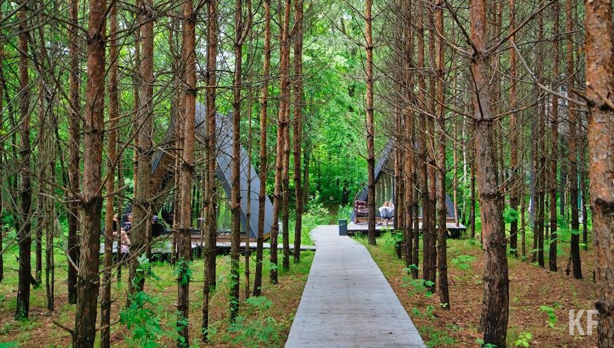 На объекте находится единственный в Европе зеркальный домик на дереве.