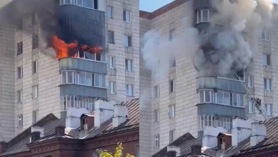 Одного человека спасли из оконного проема по пожарной лестнице.