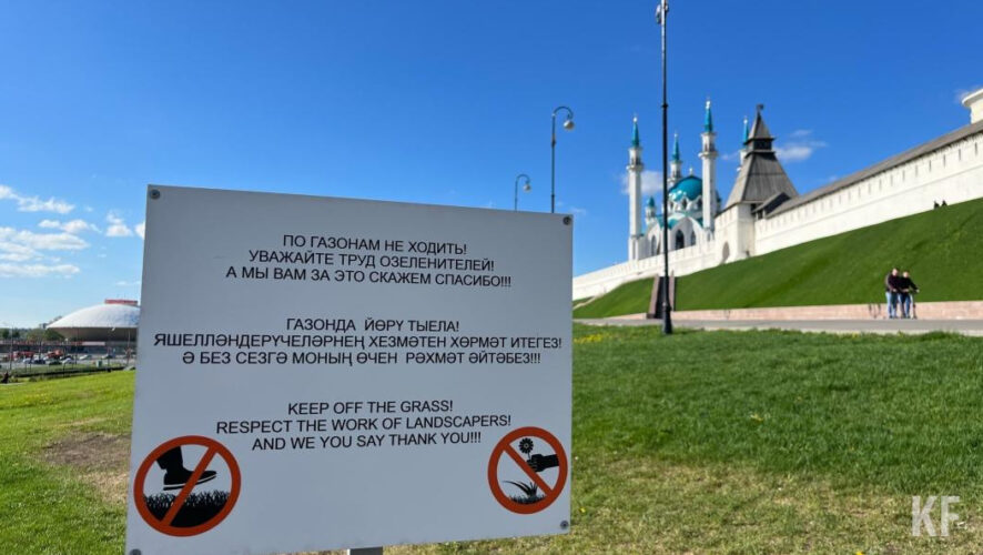Спонтанно появившаяся загадочная табличка на траве у Казанского Кремля вызвала много вопросов у горожан. Жители не понимают