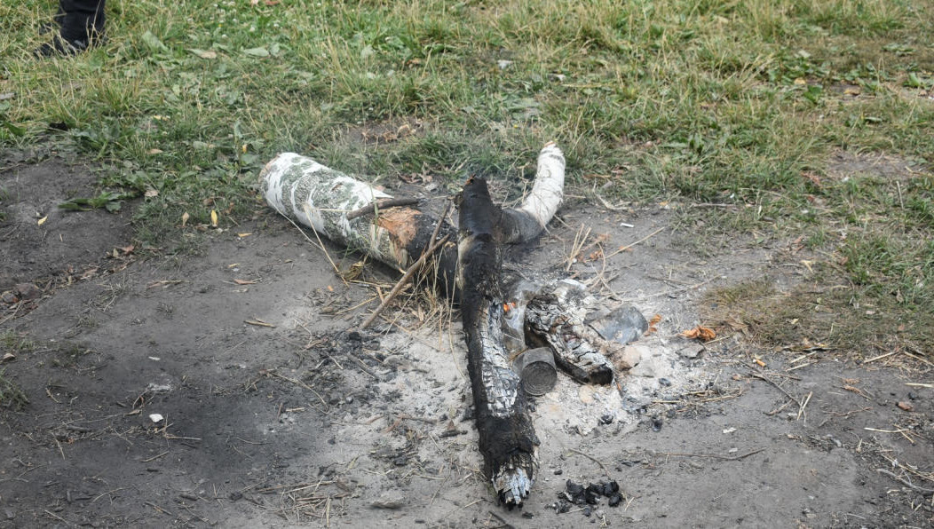 Нарушители разожгли костёр.