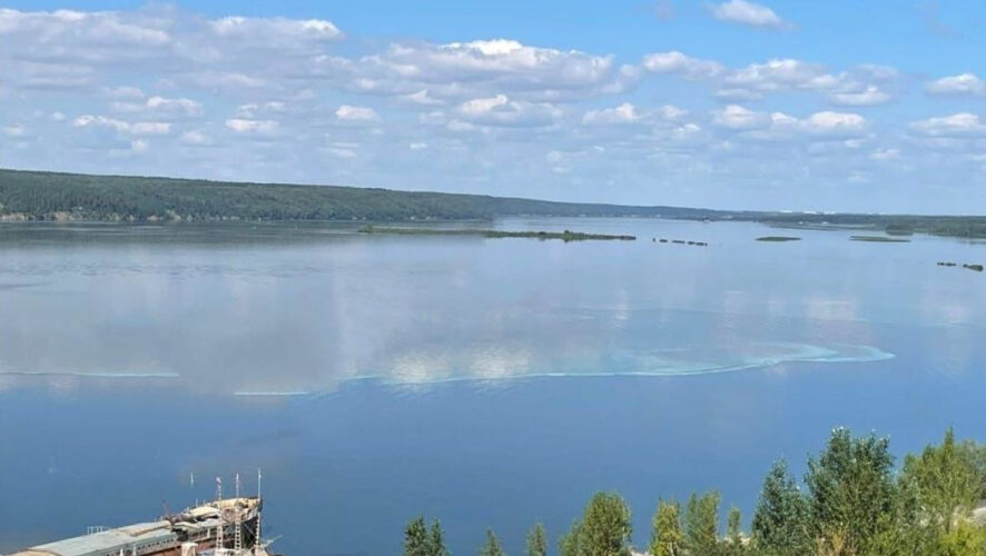 Горожане спорят: разлив какого-то продукта или же цветение водорослей.