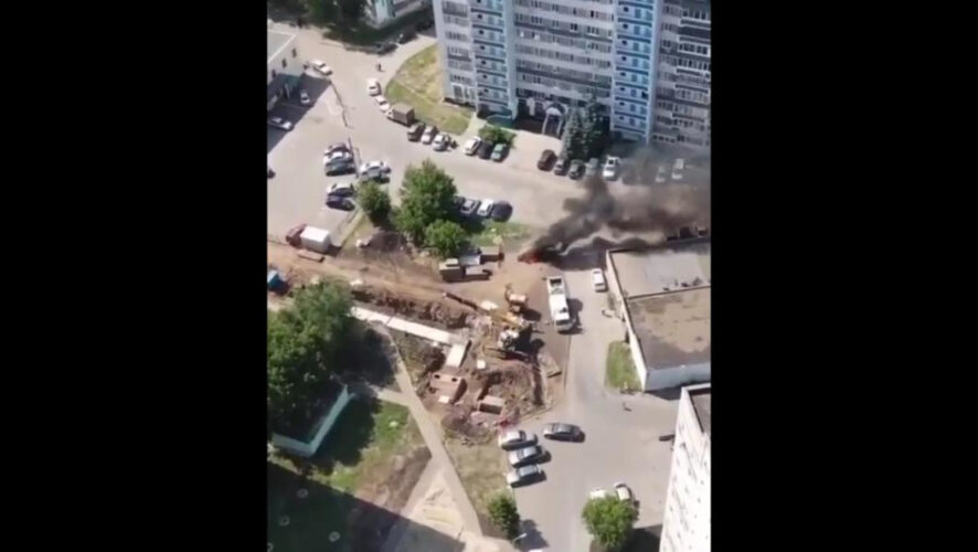 Пожар запечатлели с высоты птичьего полета.