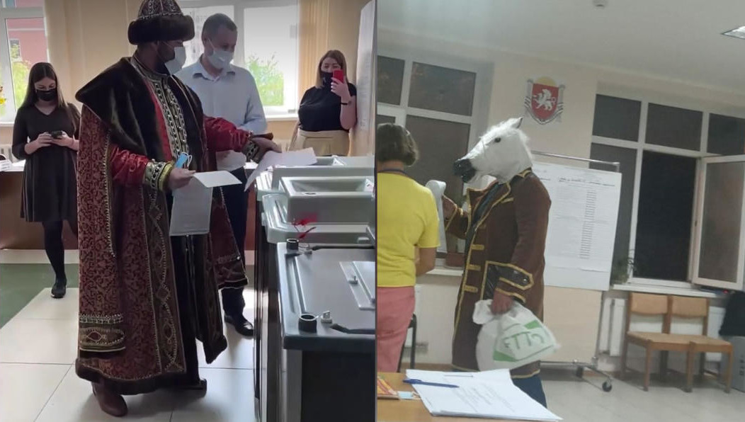 Разодетые персонажи шокировали членов избирательных комиссий
