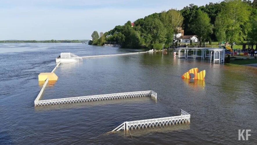 По состоянию на 6 часов 25 мая уровень воды в реке Кама в районе Красного Ключа составляет 56