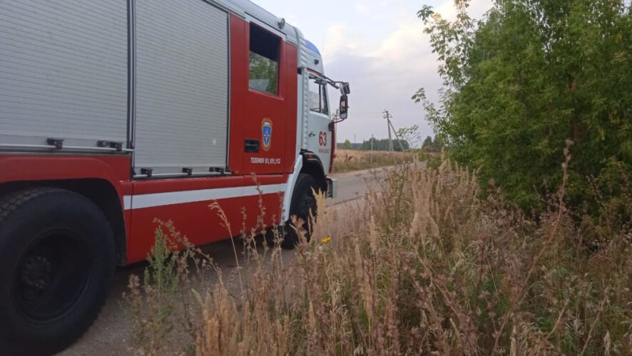 В поле горела трава.