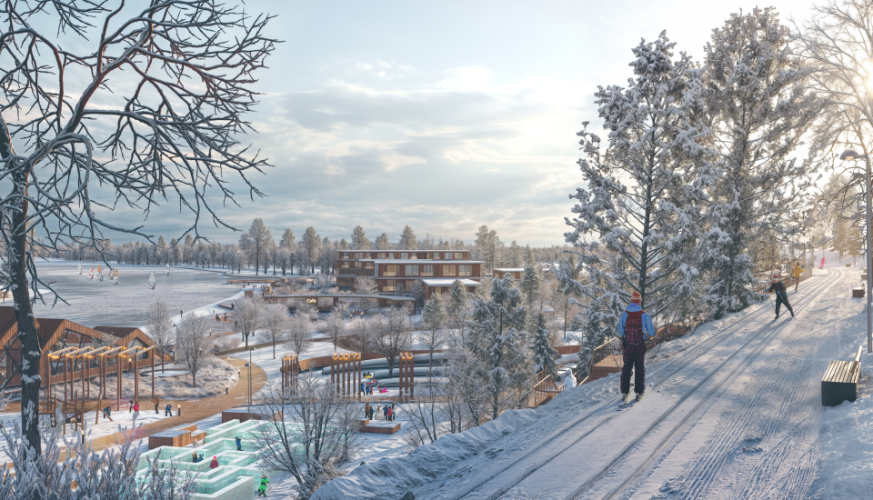 Вид на курортную набережную Камы зимой