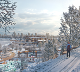 Вид на курортную набережную Камы зимой